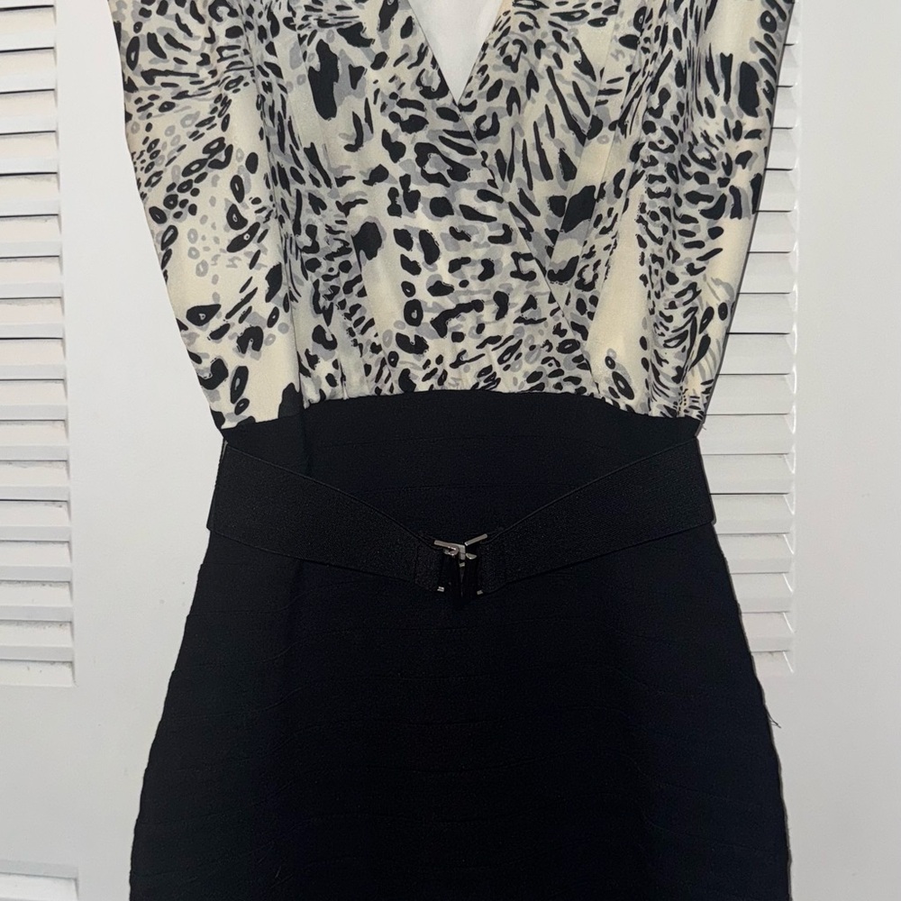 Express Gray and White Dress